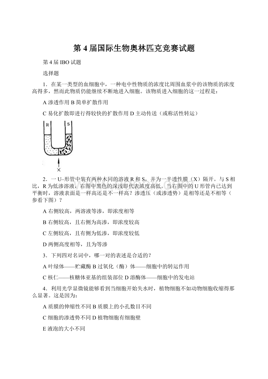 第4届国际生物奥林匹克竞赛试题Word下载.docx_第1页