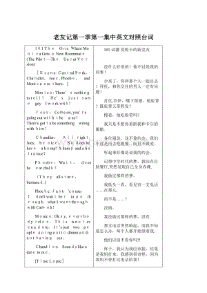 老友记第一季第一集中英文对照台词Word文档下载推荐.docx