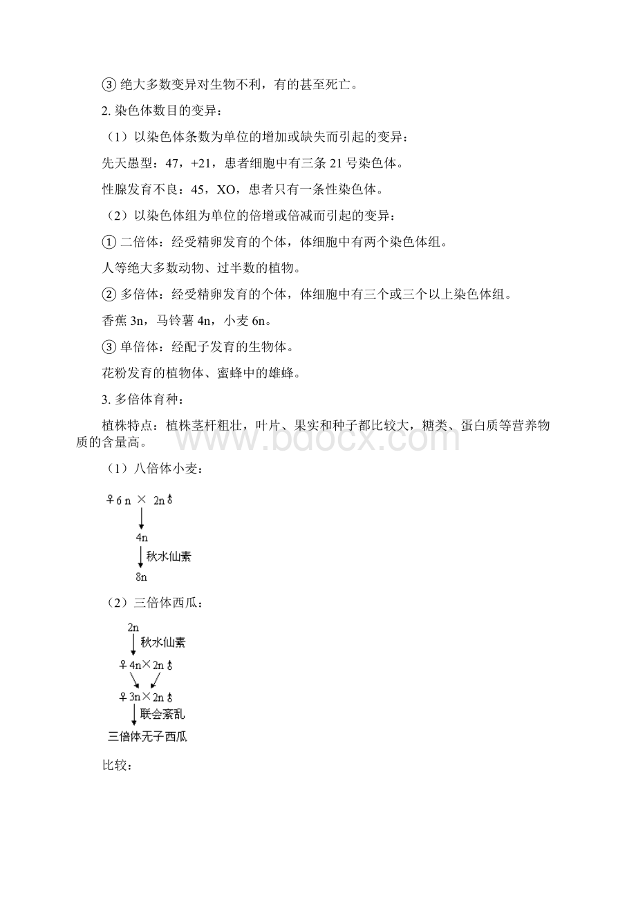 复习生物的变异Word文档格式.docx_第3页