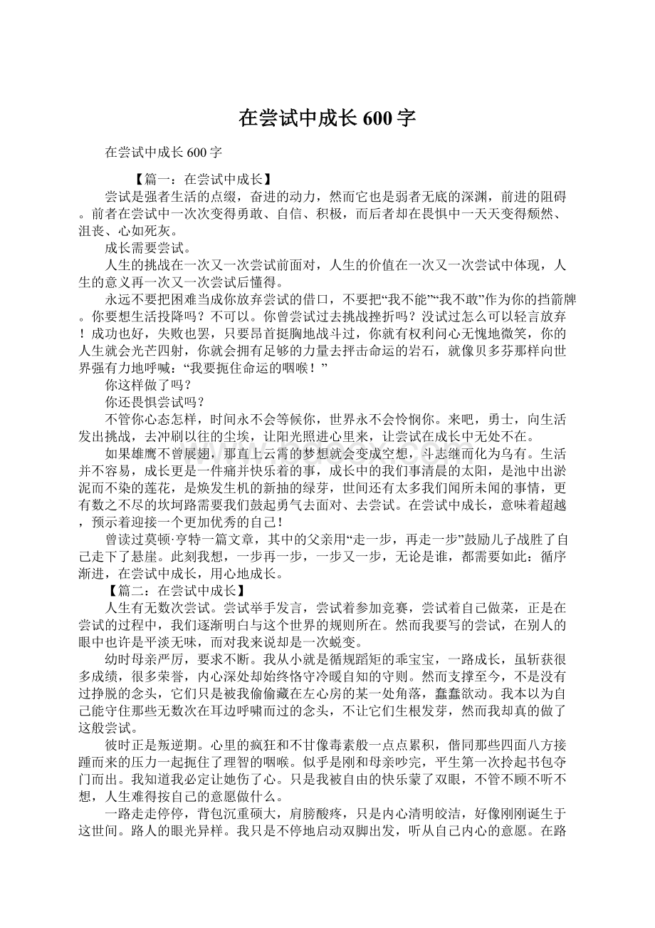 在尝试中成长600字Word格式文档下载.docx_第1页