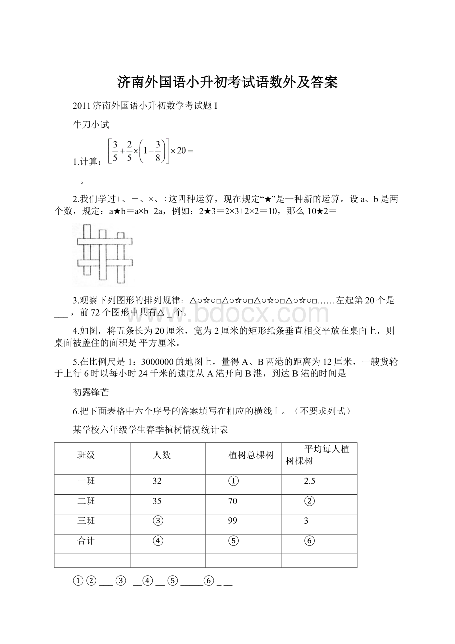 济南外国语小升初考试语数外及答案.docx