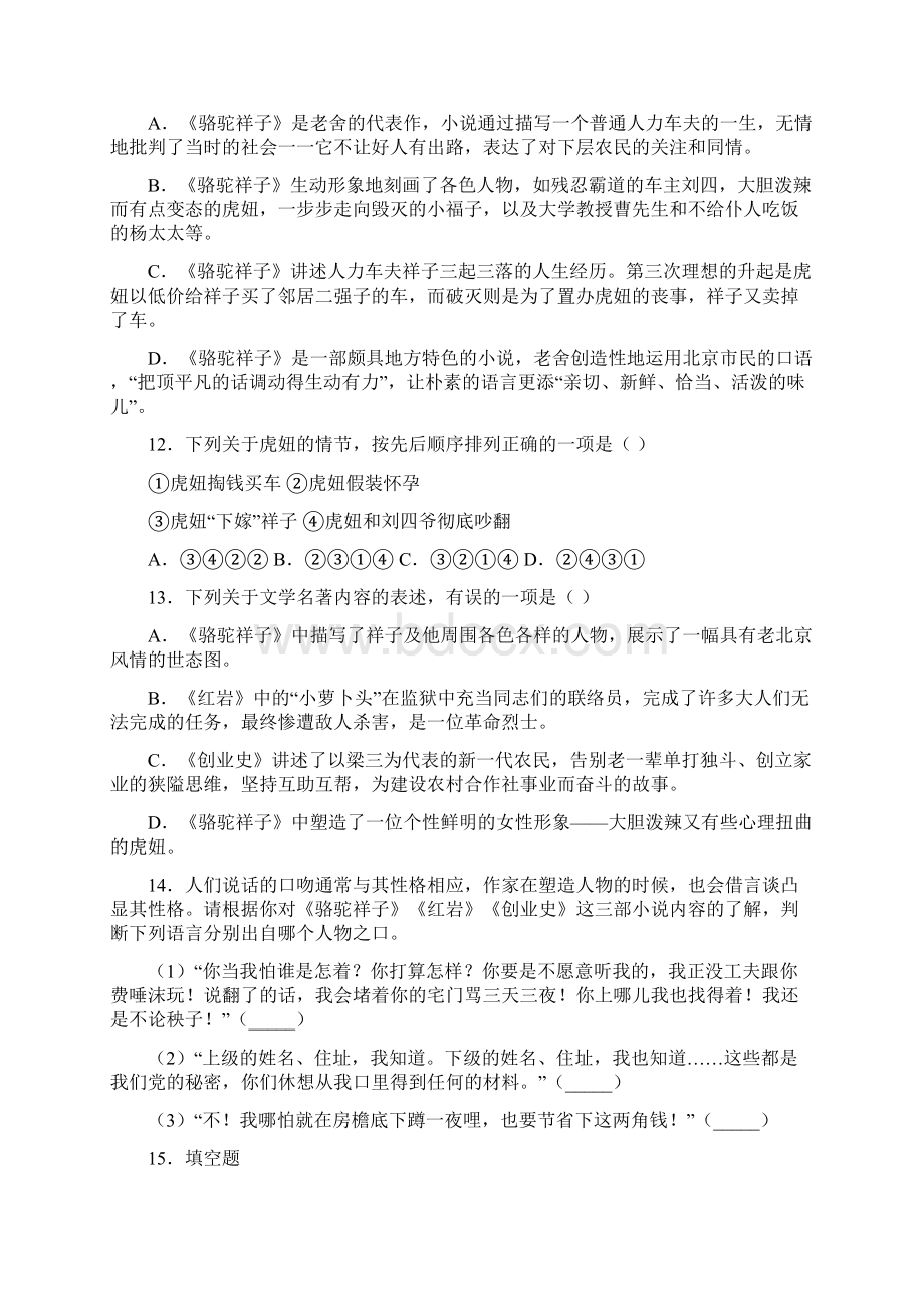 《骆驼祥子海底两万里七年级》名著阅读竞赛答案.docx_第3页