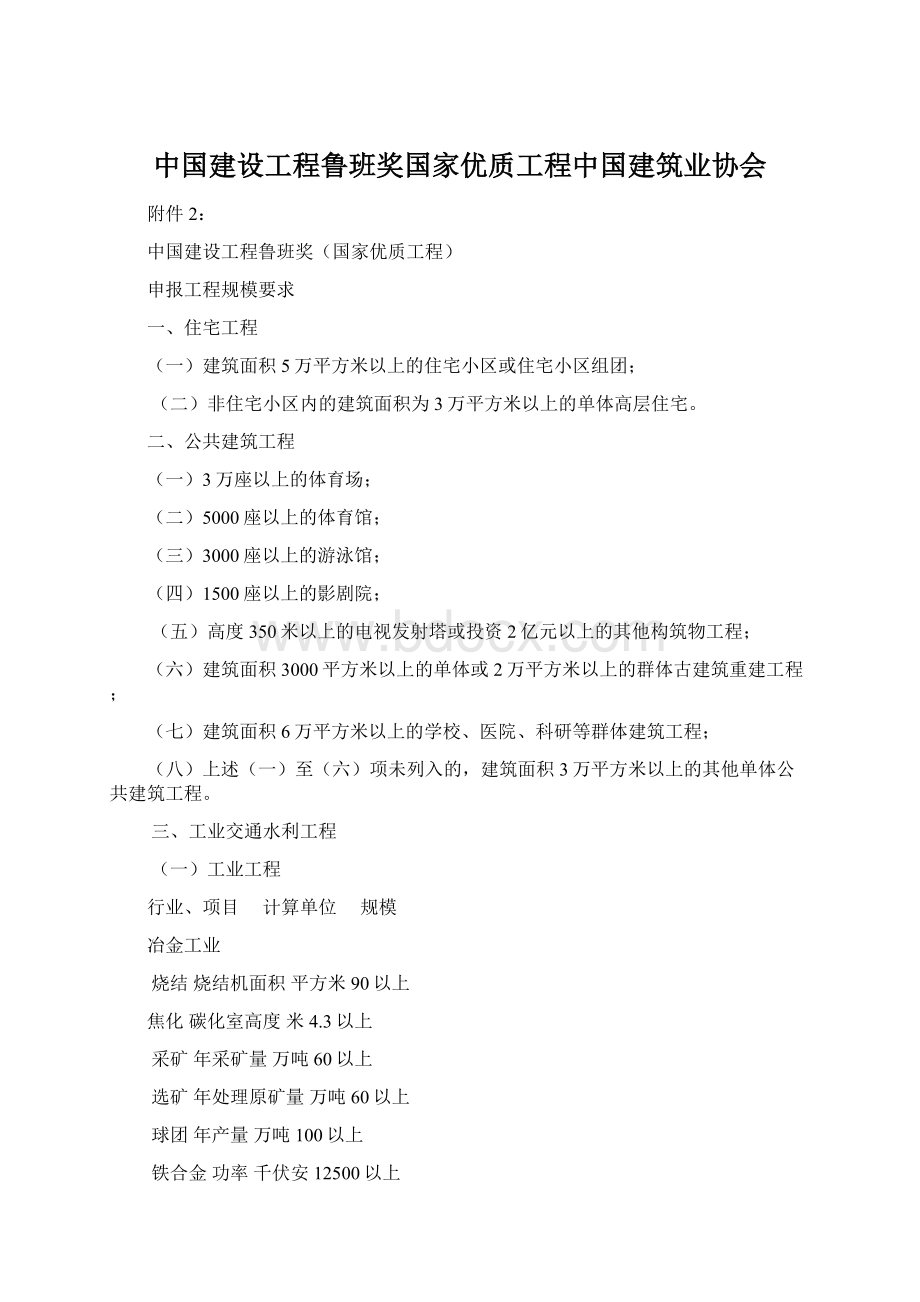 中国建设工程鲁班奖国家优质工程中国建筑业协会Word下载.docx_第1页