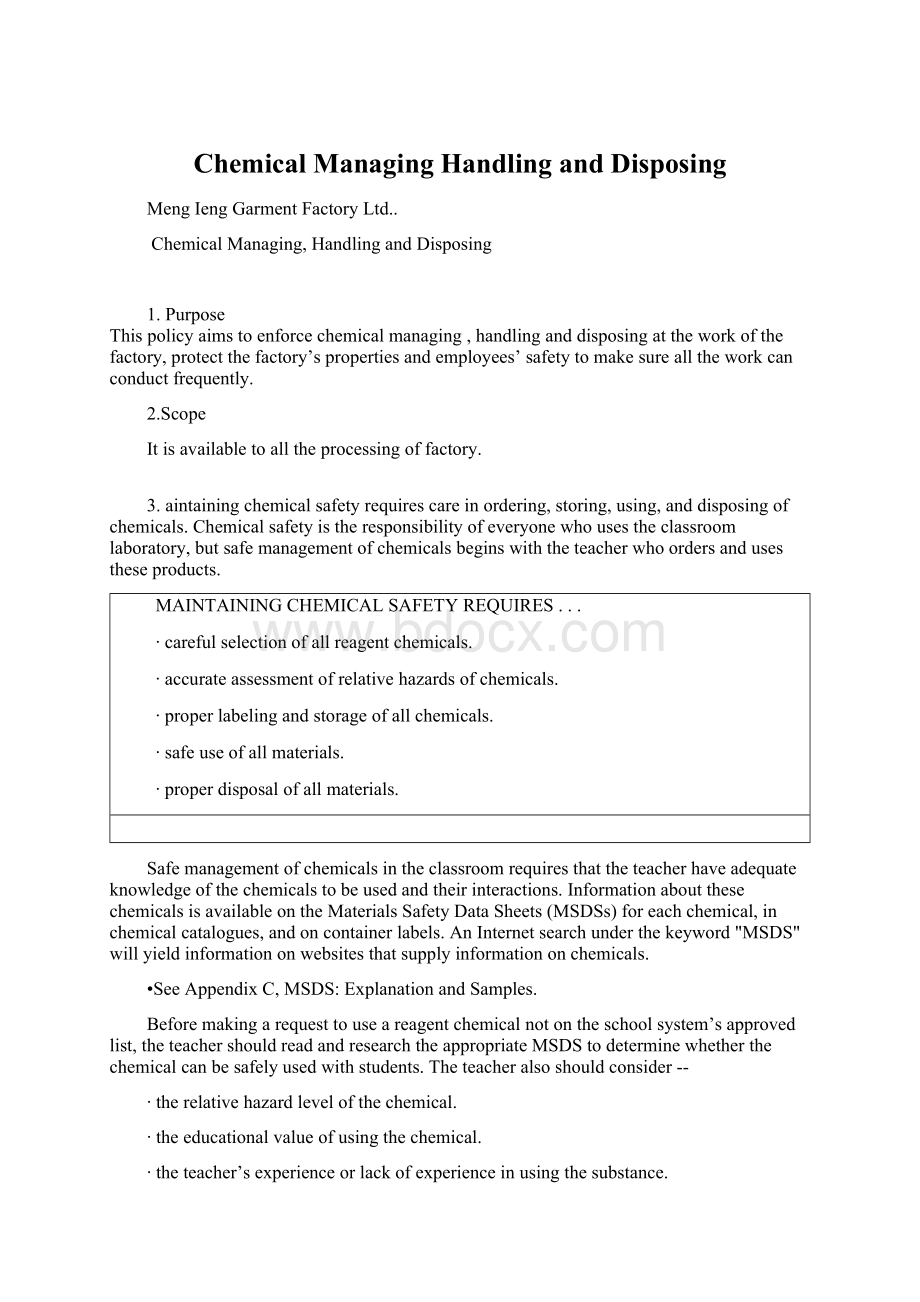 Chemical Managing Handling and Disposing.docx_第1页