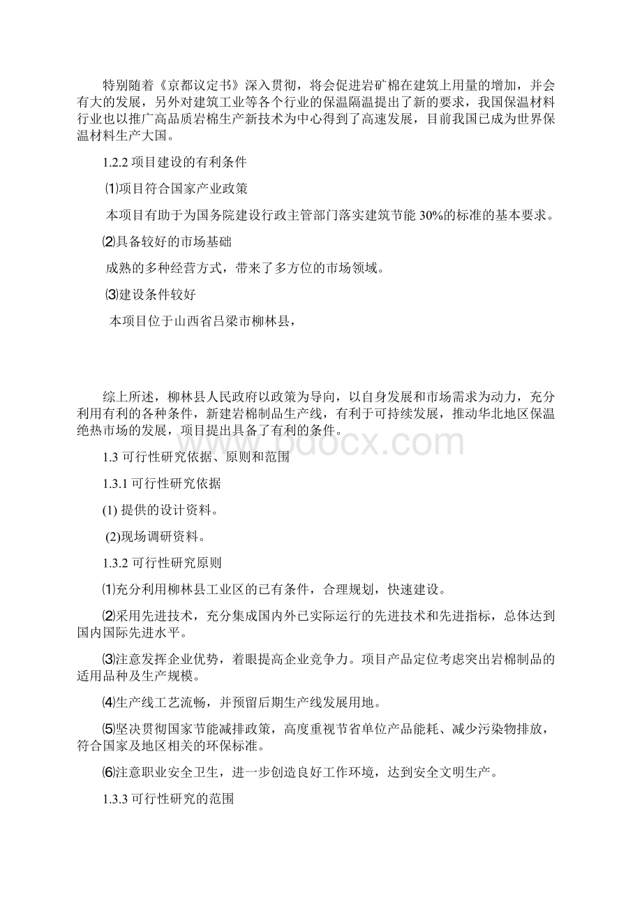 年产2万吨岩棉制品生产线可行性研究报告Word文档格式.docx_第2页