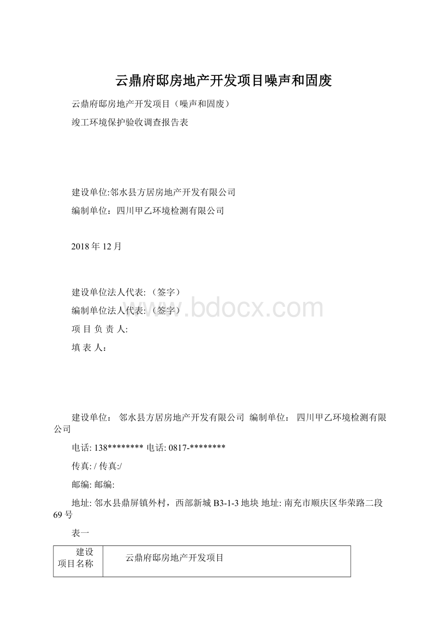 云鼎府邸房地产开发项目噪声和固废Word文档下载推荐.docx