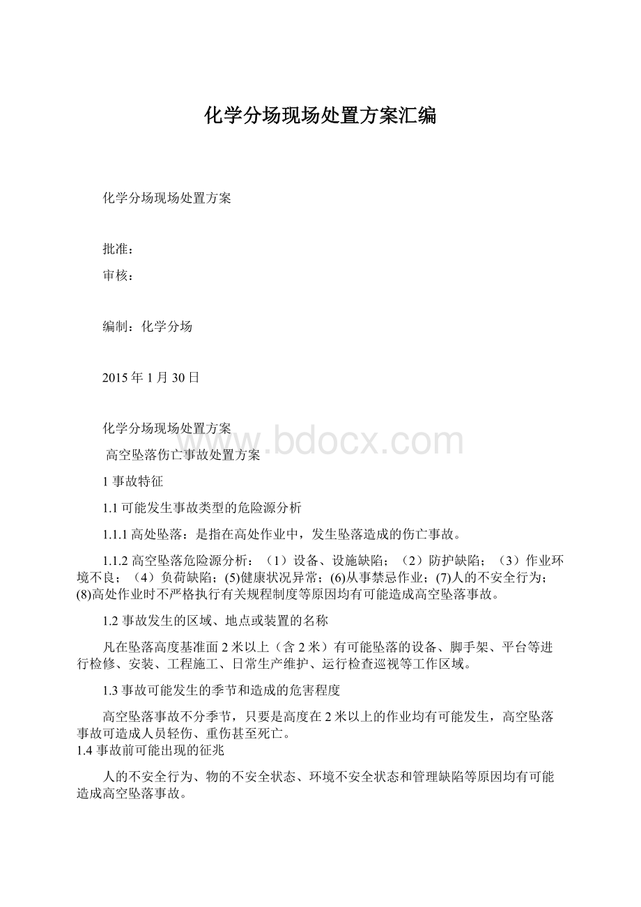 化学分场现场处置方案汇编Word文档格式.docx_第1页