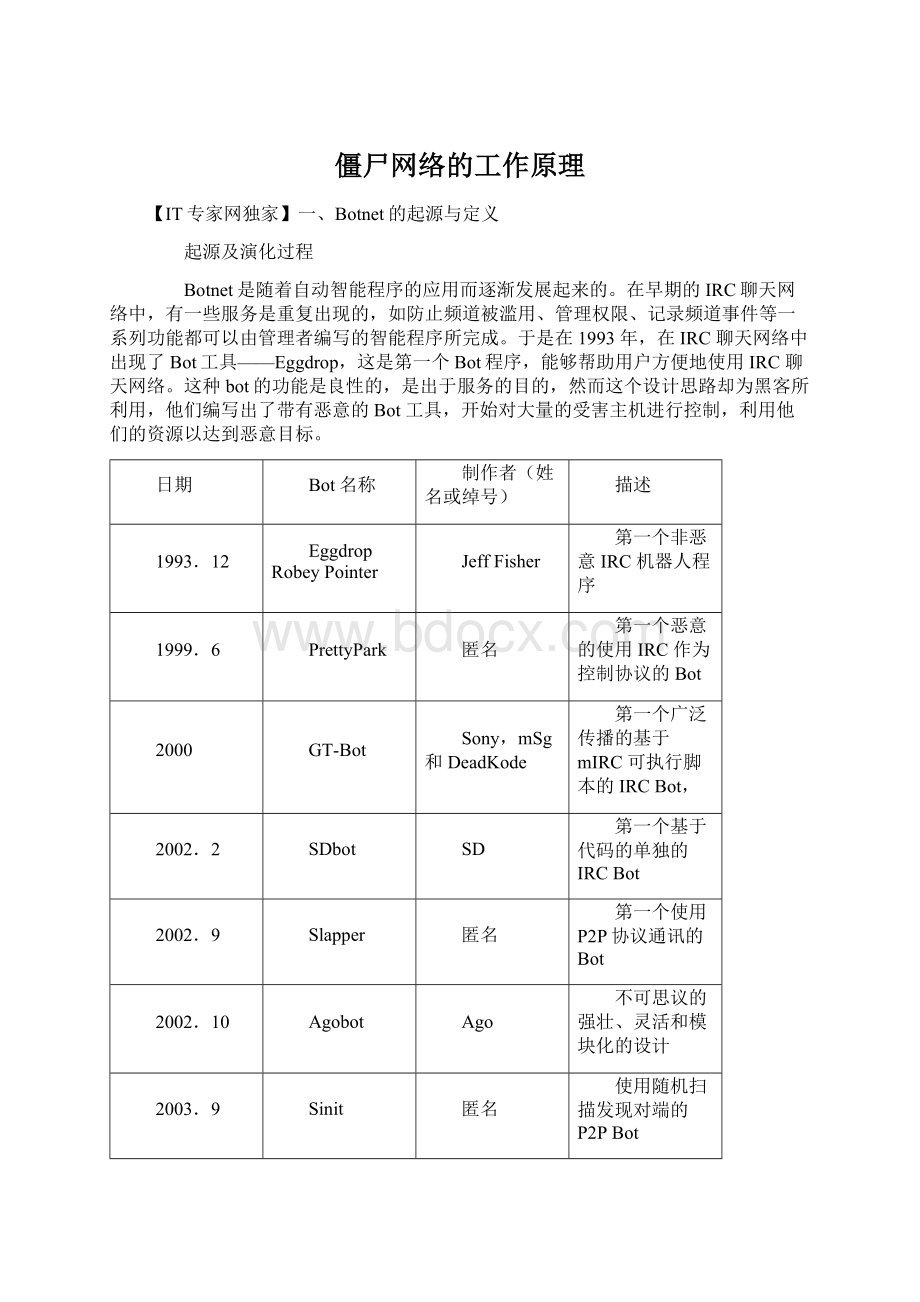 僵尸网络的工作原理.docx