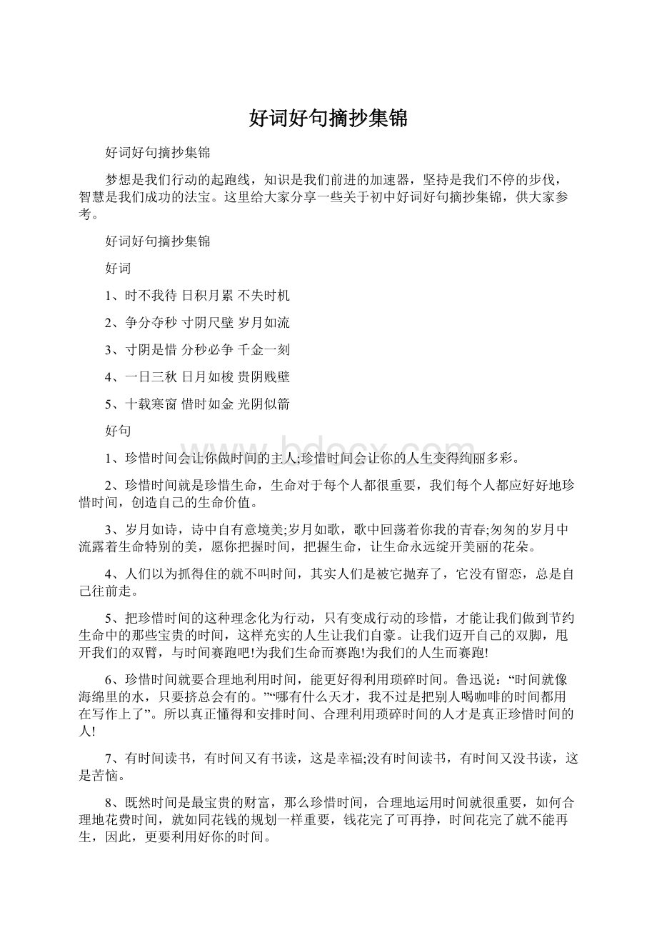 好词好句摘抄集锦Word格式文档下载.docx