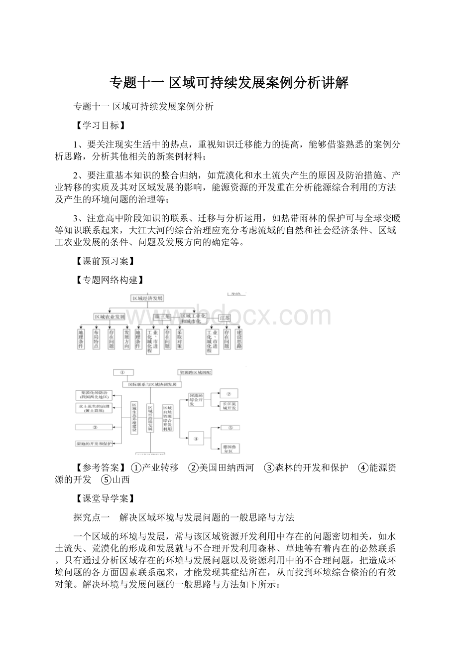 专题十一 区域可持续发展案例分析讲解Word文档下载推荐.docx