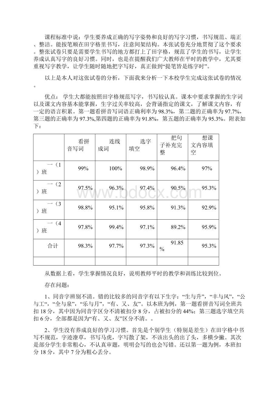 一年级语上册期末考试质量分析及思考精品.docx_第2页