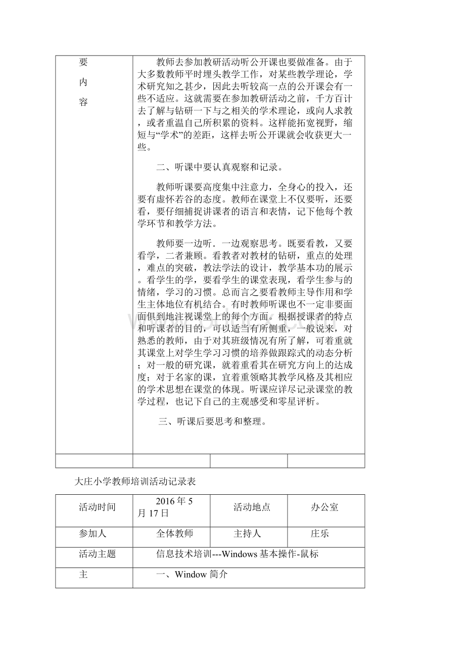 大庄小学教师培训活动记录表Word下载.docx_第3页