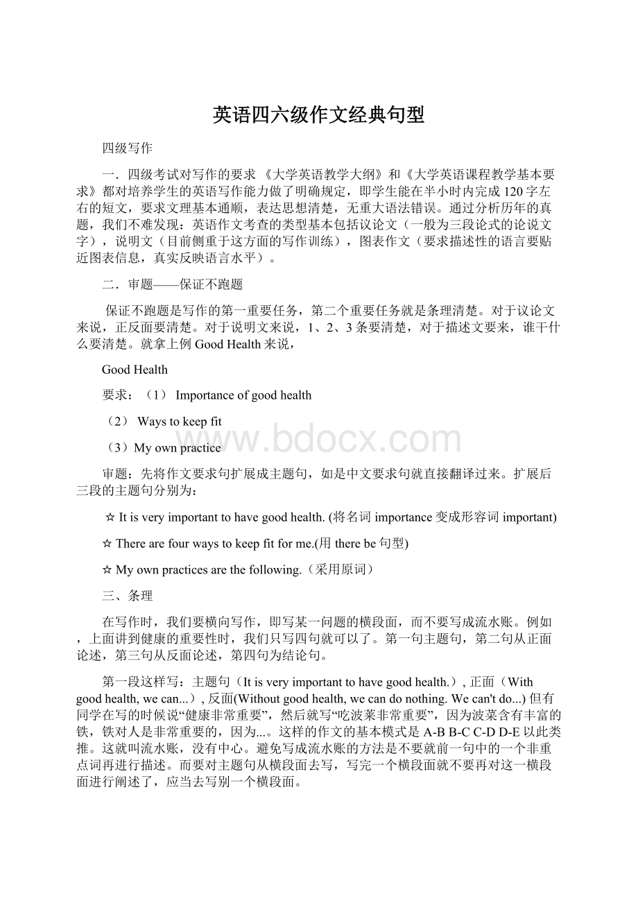 英语四六级作文经典句型.docx