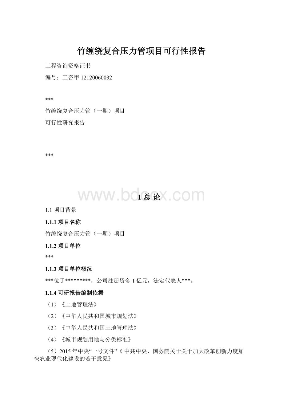 竹缠绕复合压力管项目可行性报告文档格式.docx_第1页