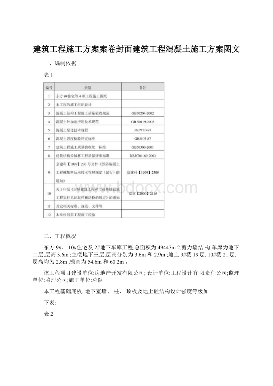 建筑工程施工方案案卷封面建筑工程混凝土施工方案图文.docx_第1页