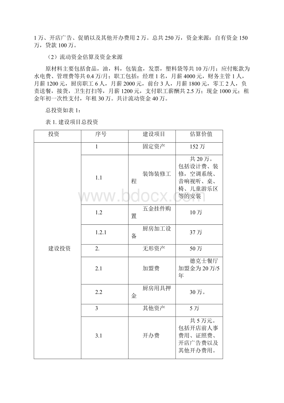 德克士嘉年华餐厅项目可行性研究报告Word文档格式.docx_第2页