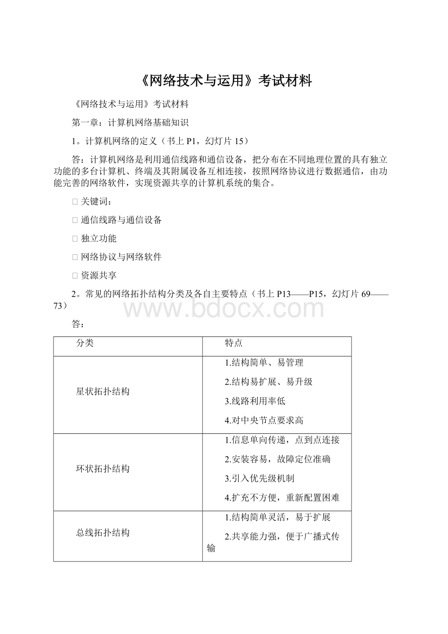 《网络技术与运用》考试材料.docx