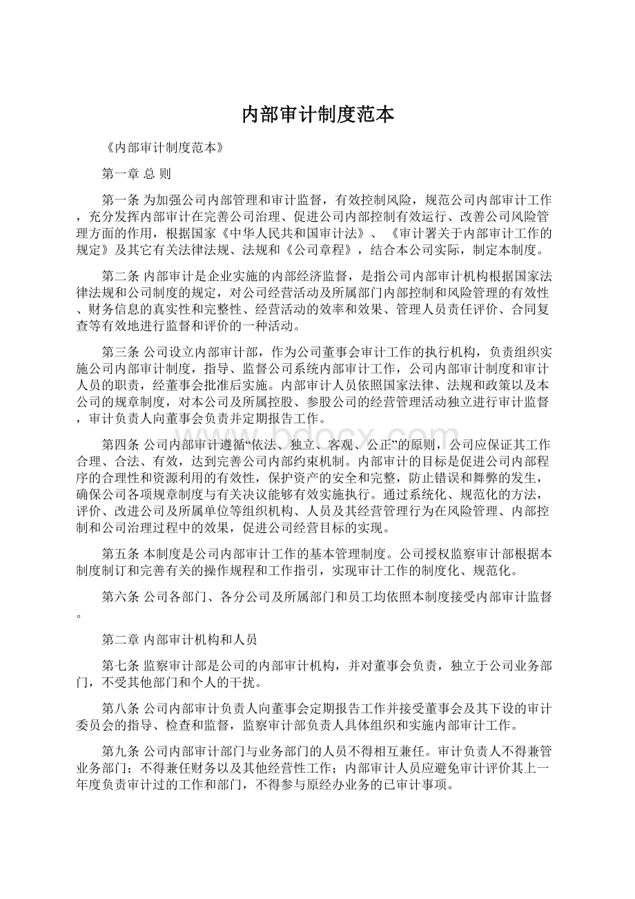 内部审计制度范本文档格式.docx