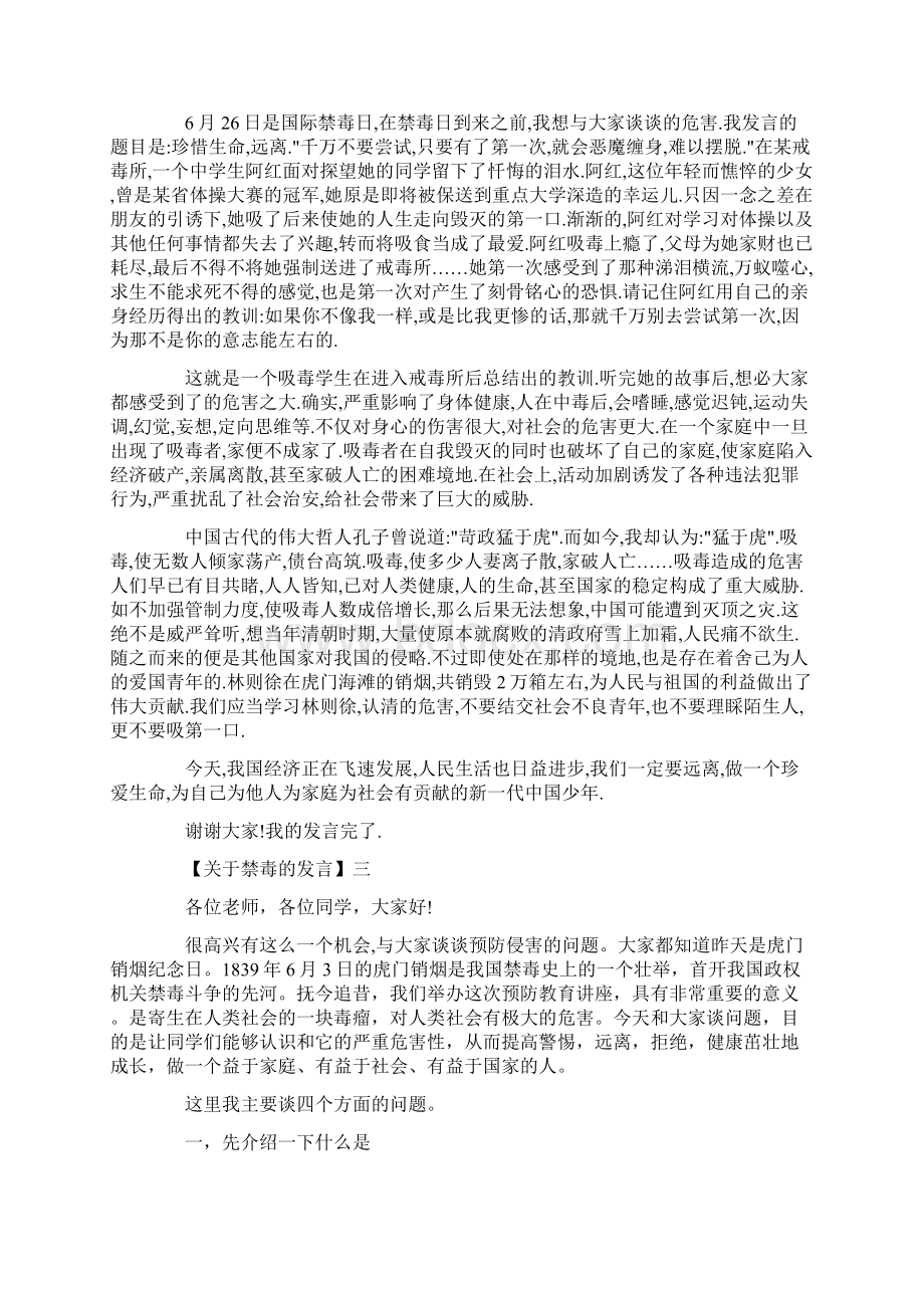 关于禁毒教育的讲话稿文档格式.docx_第2页