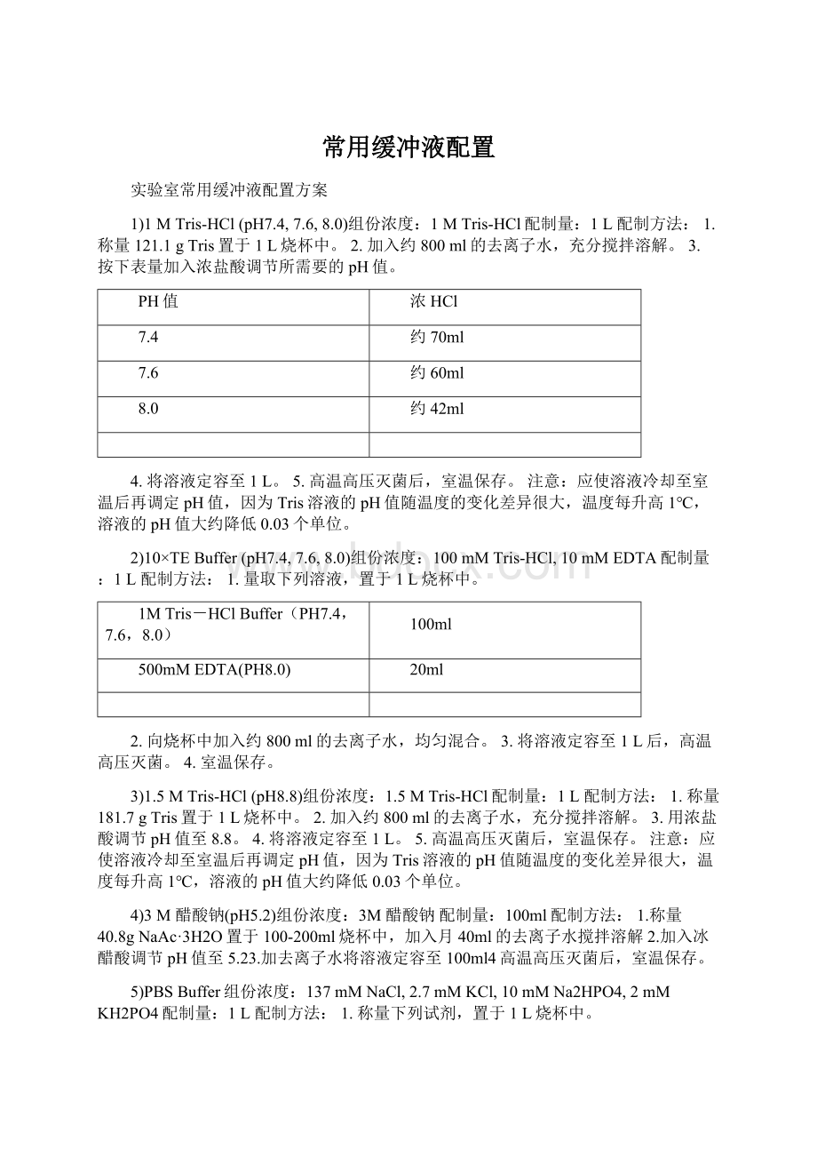 常用缓冲液配置.docx