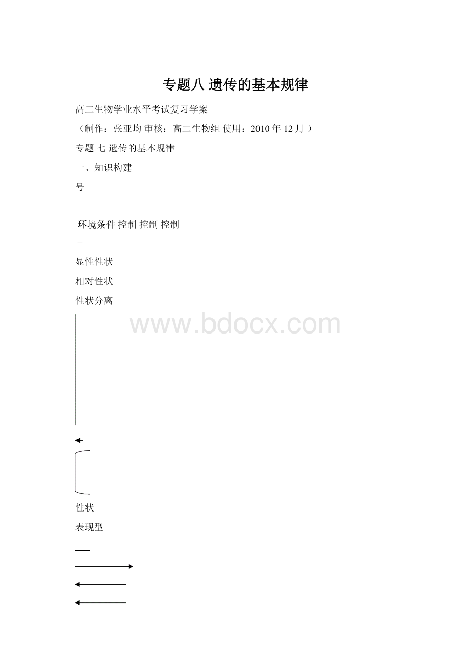 专题八遗传的基本规律Word格式.docx_第1页