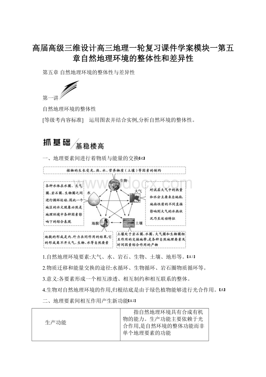 高届高级三维设计高三地理一轮复习课件学案模块一第五章自然地理环境的整体性和差异性.docx_第1页