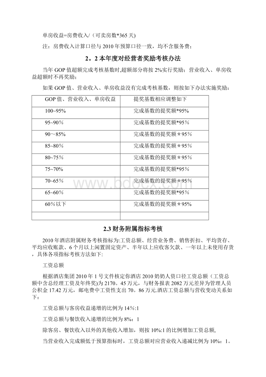 酒店总经理年度绩效考核方案Word格式文档下载.docx_第2页