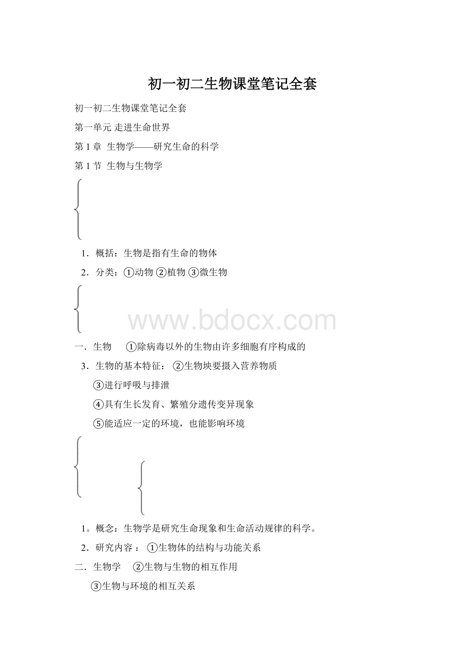 初一初二生物课堂笔记全套.docx_第1页