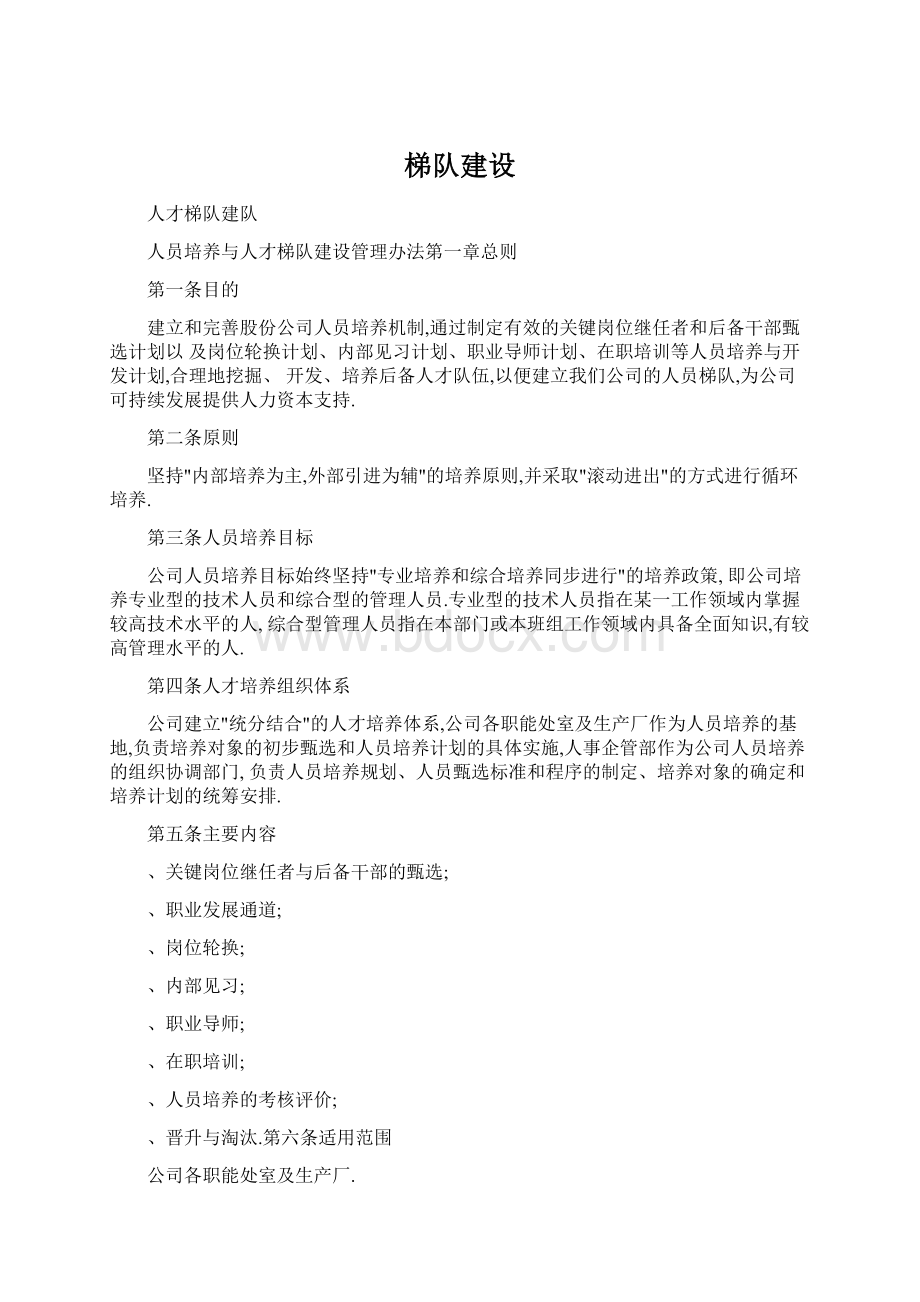 梯队建设Word文件下载.docx