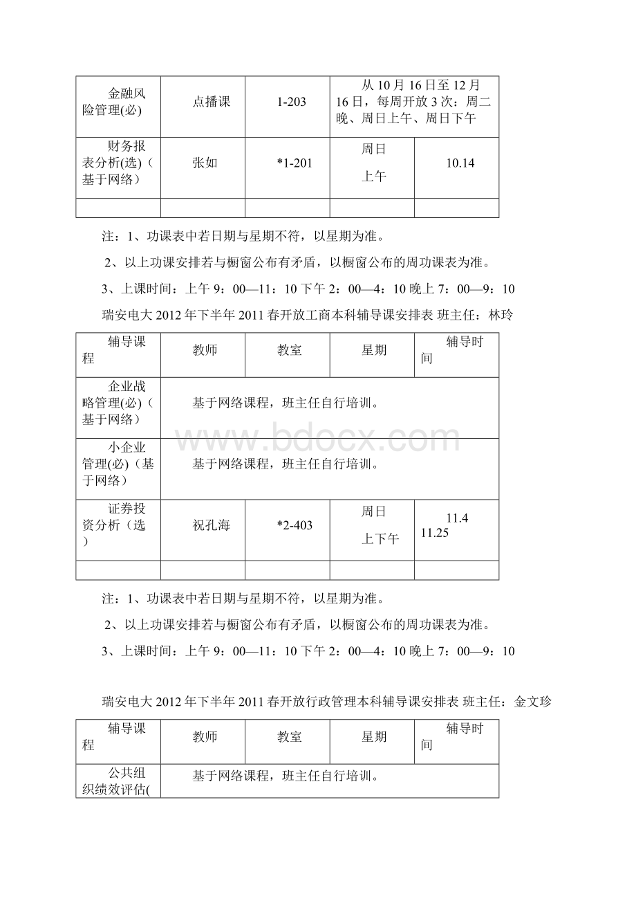 上半年瑞安电大各专业辅导课安排表文档格式.docx_第2页