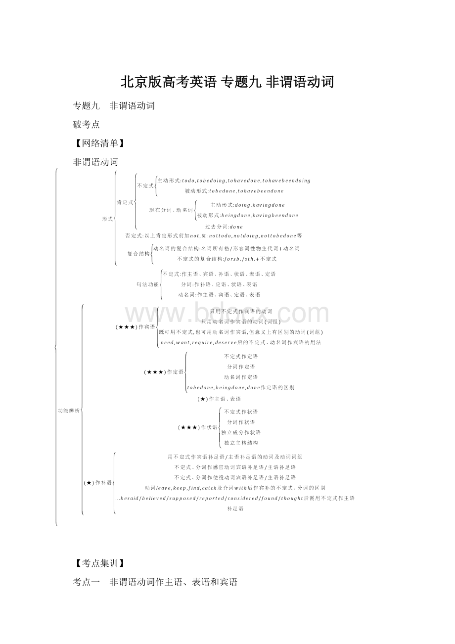 北京版高考英语 专题九 非谓语动词.docx