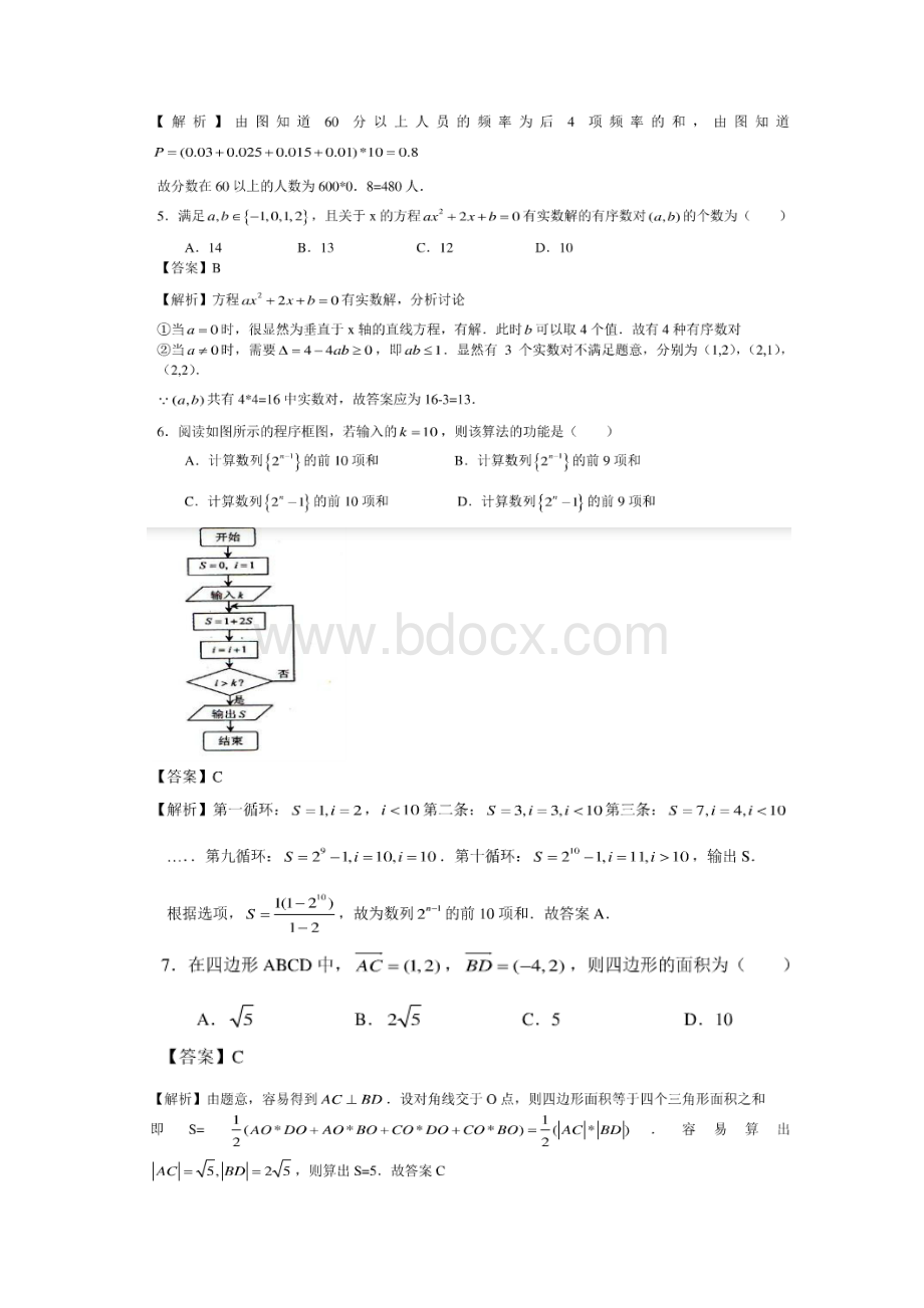 高考理科数学福建卷解析版.docx_第2页