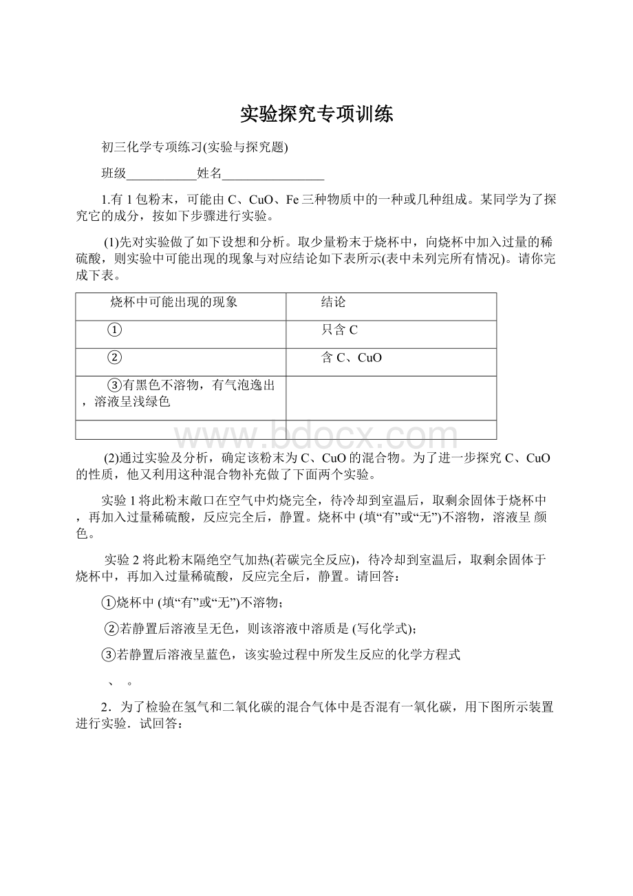 实验探究专项训练Word文档下载推荐.docx