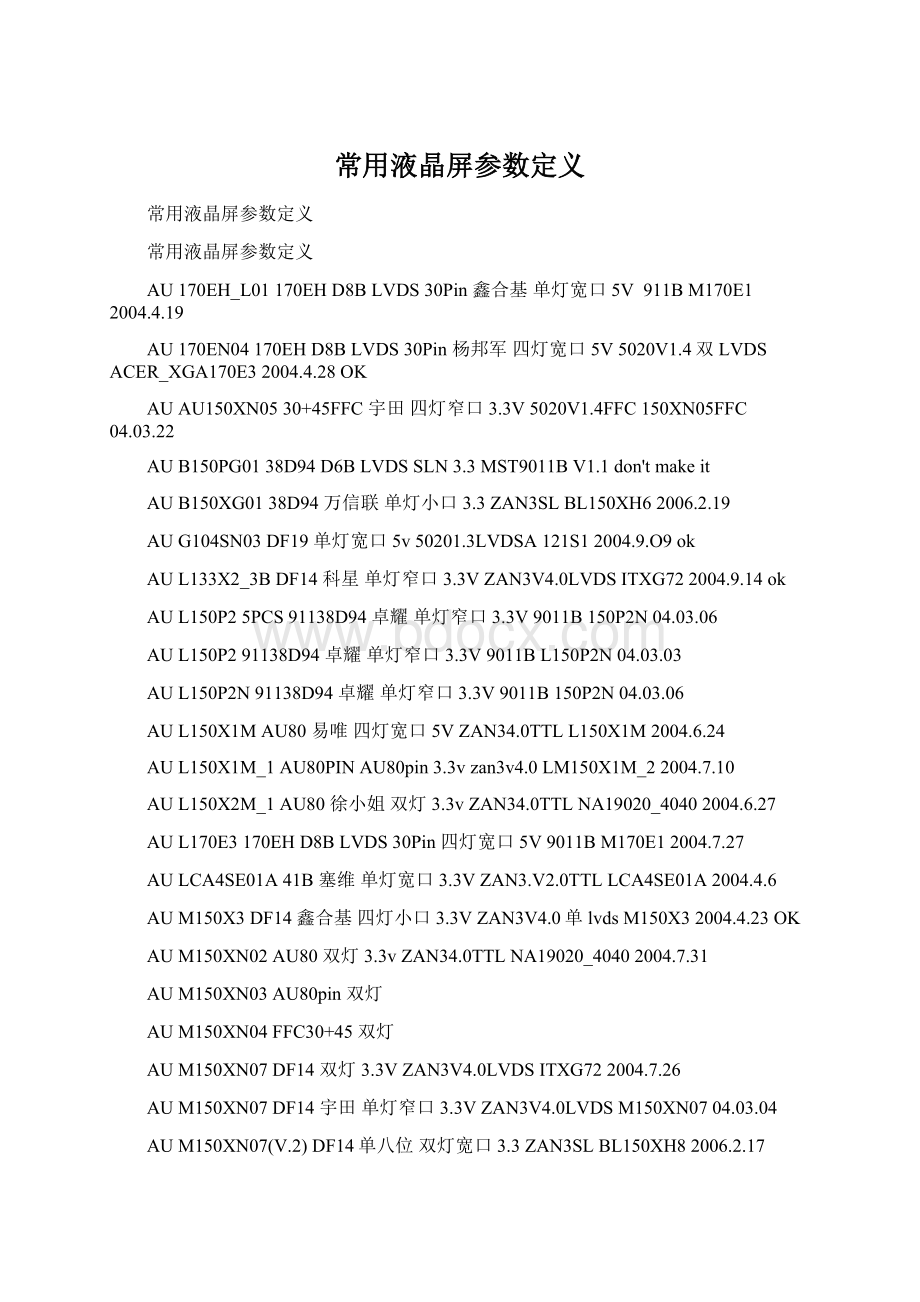 常用液晶屏参数定义文档格式.docx