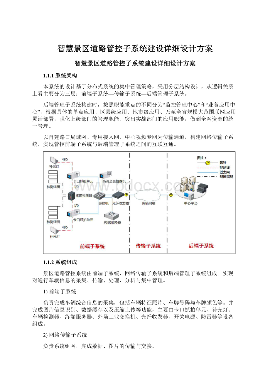 智慧景区道路管控子系统建设详细设计方案Word格式.docx_第1页