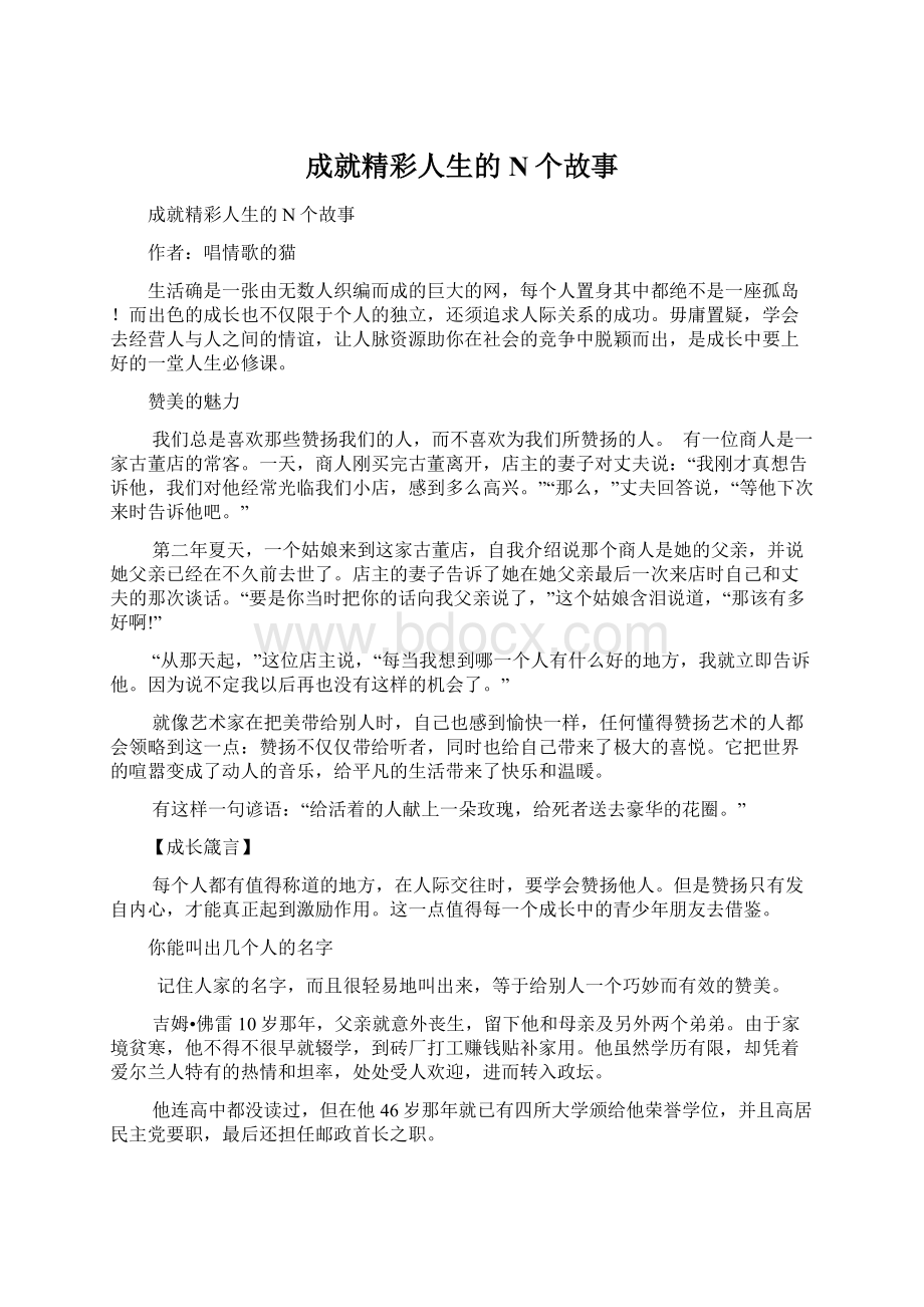 成就精彩人生的N个故事Word文档格式.docx_第1页