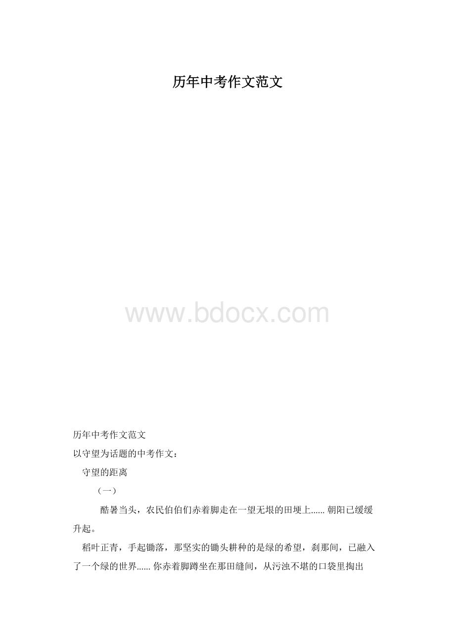 历年中考作文范文Word文档格式.docx