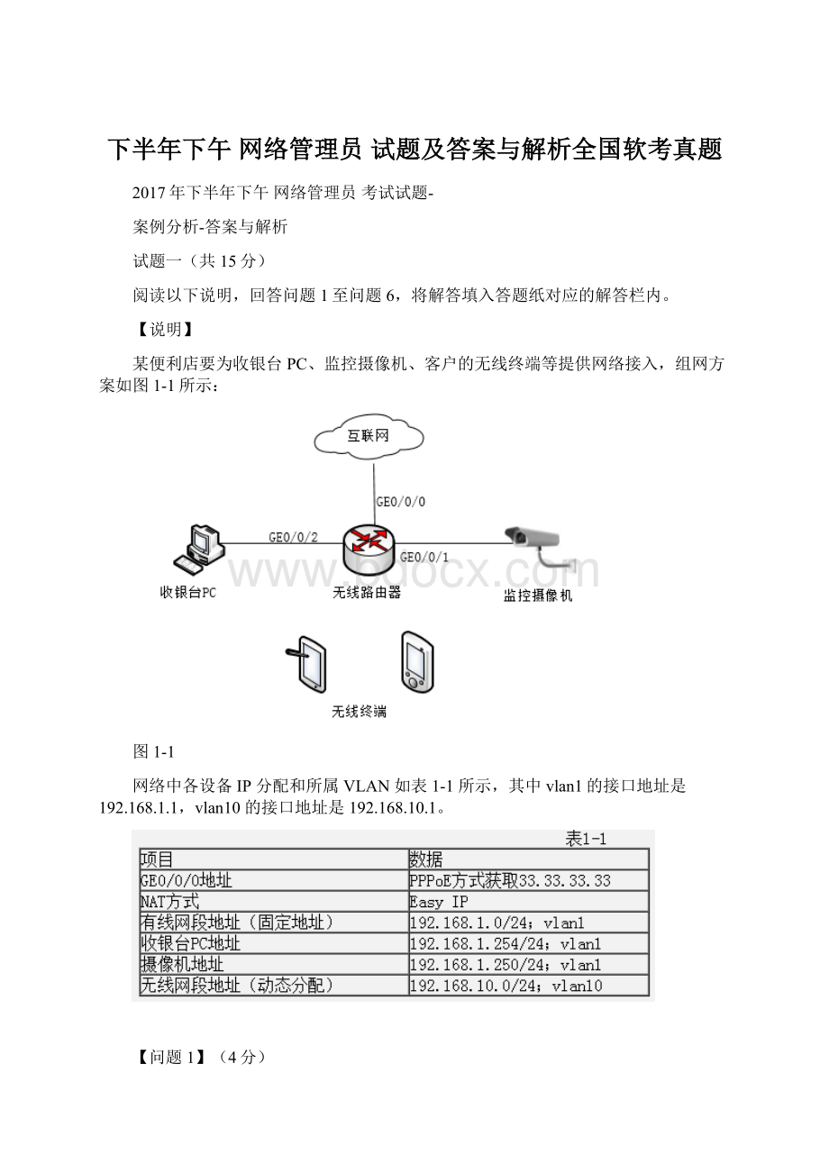 下半年下午 网络管理员 试题及答案与解析全国软考真题.docx