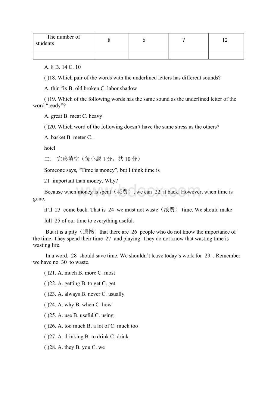 六年级英语月考习题无解答人教新目标版五四制Word文档下载推荐.docx_第3页