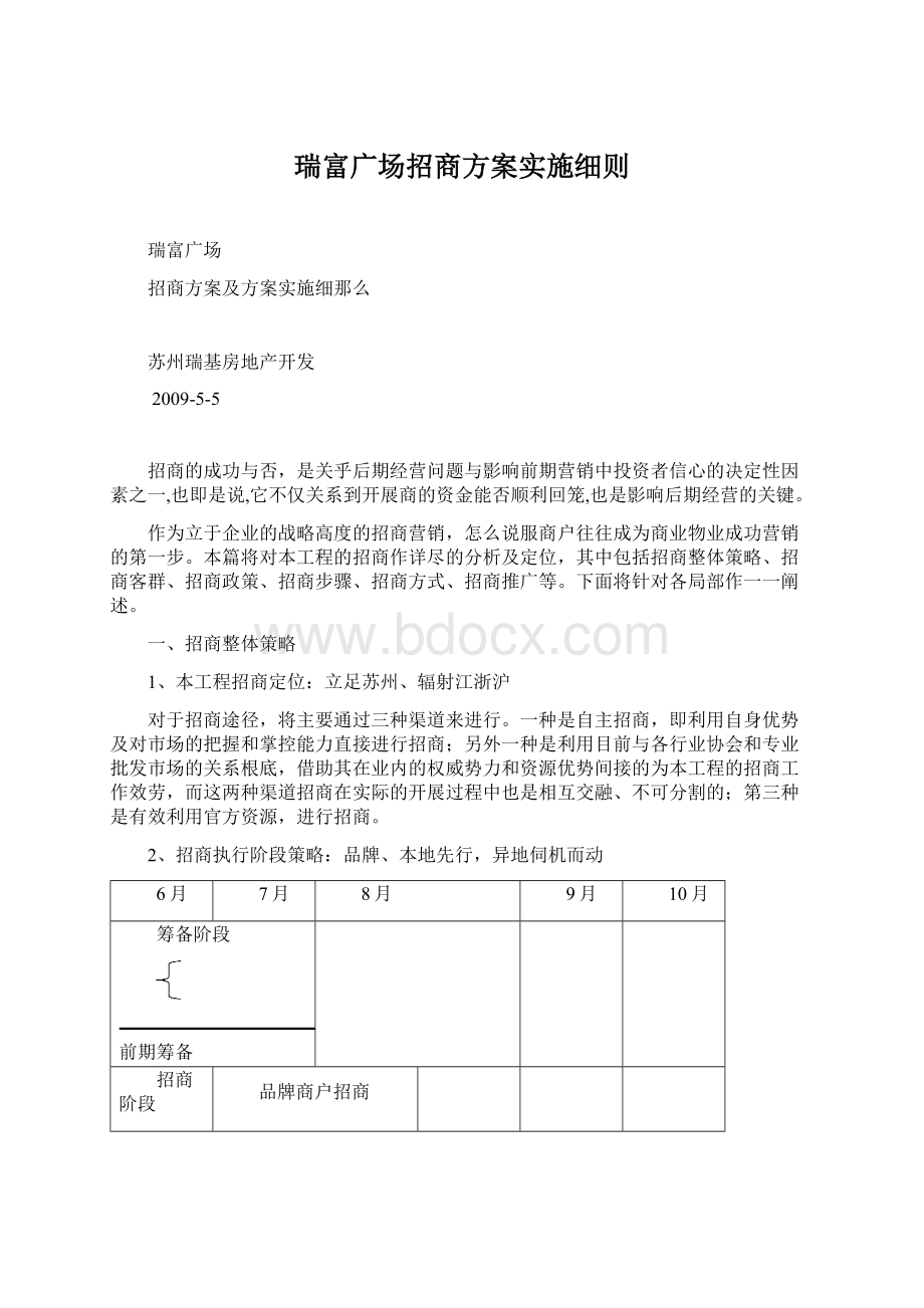 瑞富广场招商方案实施细则文档格式.docx