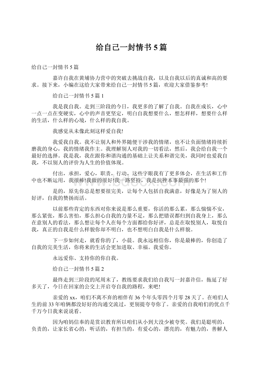 给自己一封情书5篇.docx