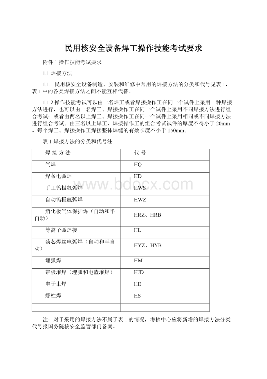 民用核安全设备焊工操作技能考试要求.docx