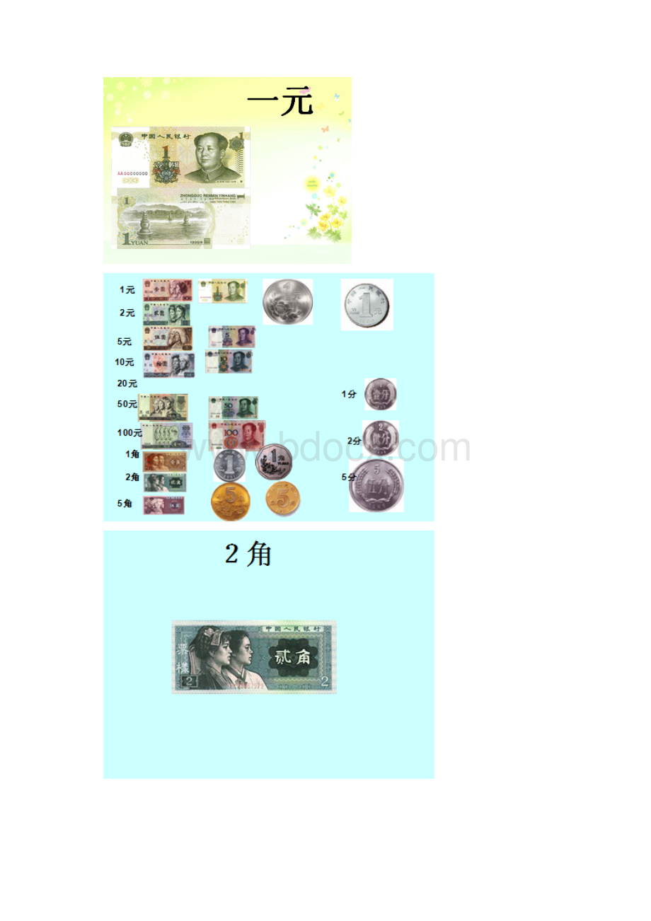 培优班小学一年认识人民币精品课件Word文档格式.docx_第3页