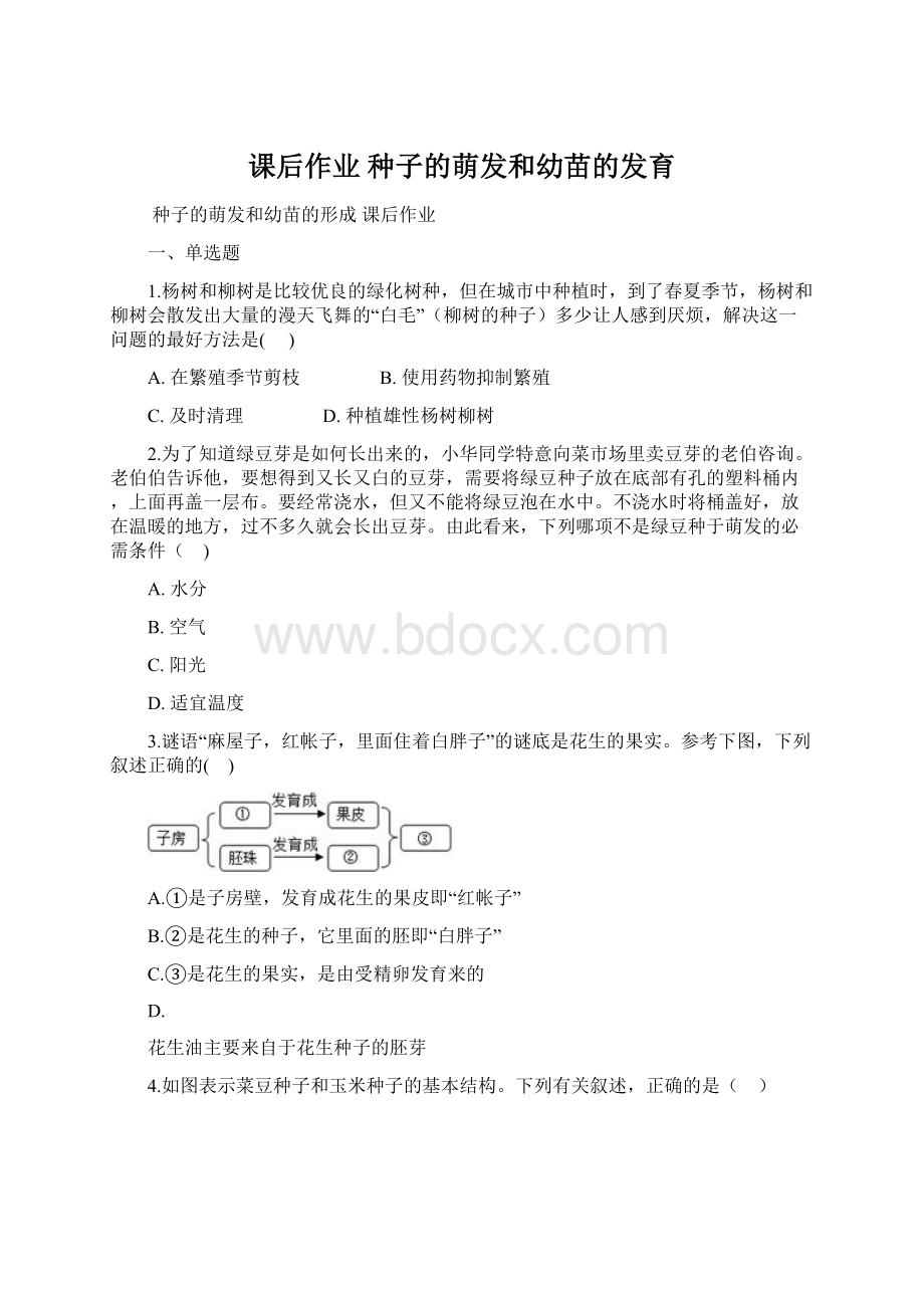 课后作业 种子的萌发和幼苗的发育.docx_第1页