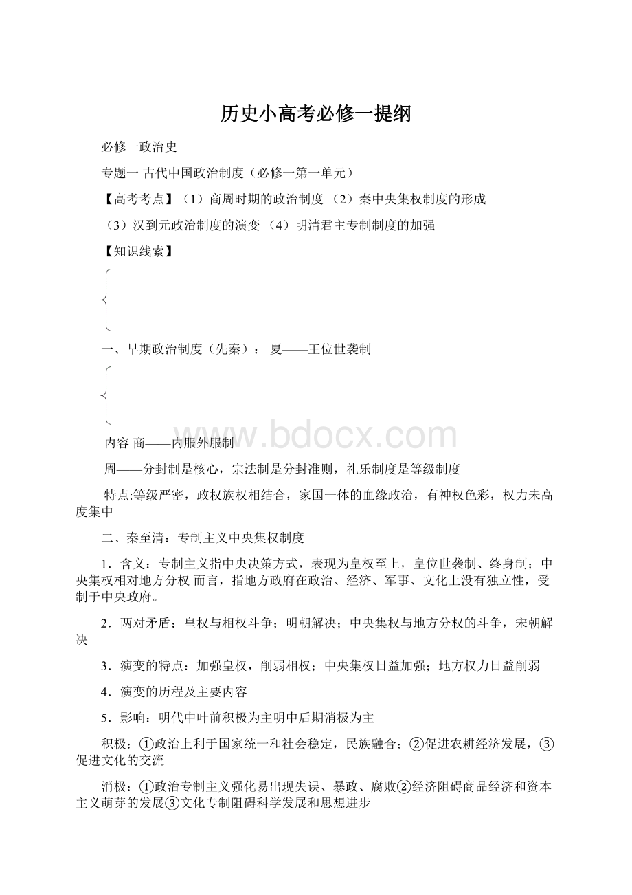 历史小高考必修一提纲Word文档格式.docx