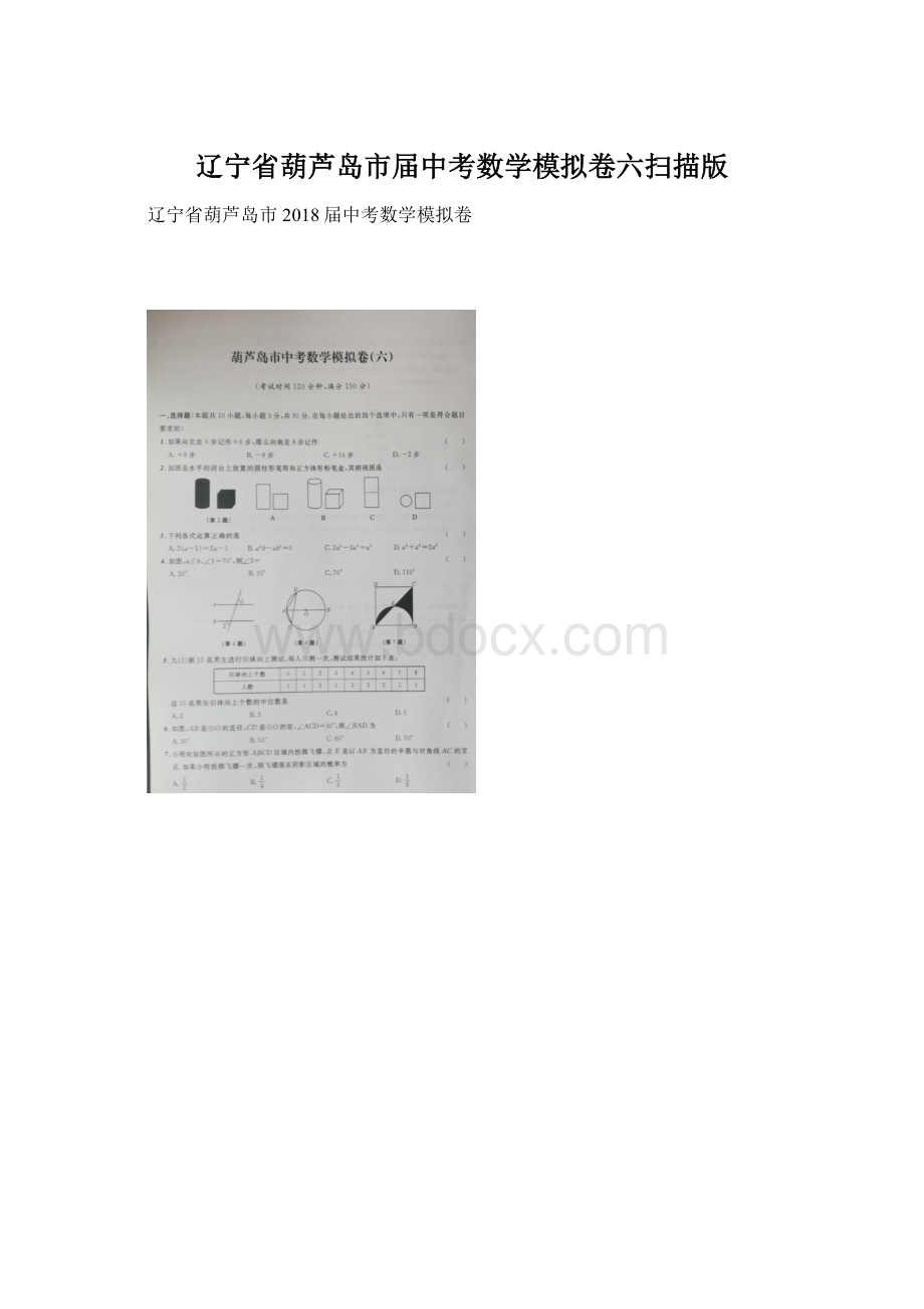 辽宁省葫芦岛市届中考数学模拟卷六扫描版.docx_第1页