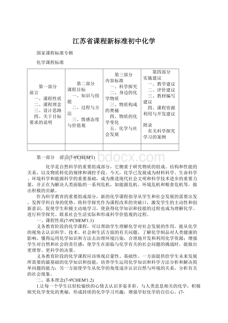 江苏省课程新标准初中化学Word文档格式.docx_第1页