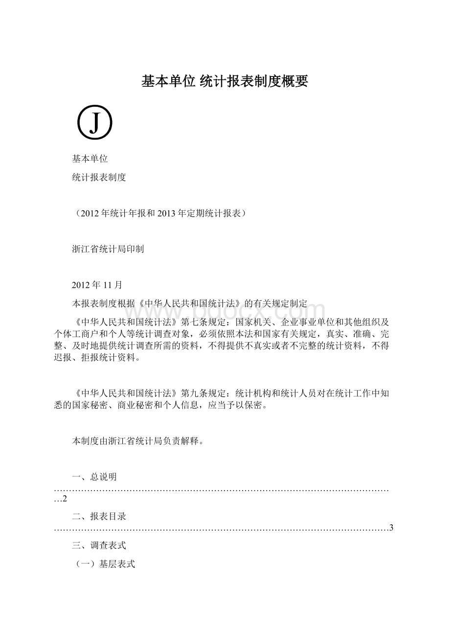 基本单位 统计报表制度概要Word文档下载推荐.docx