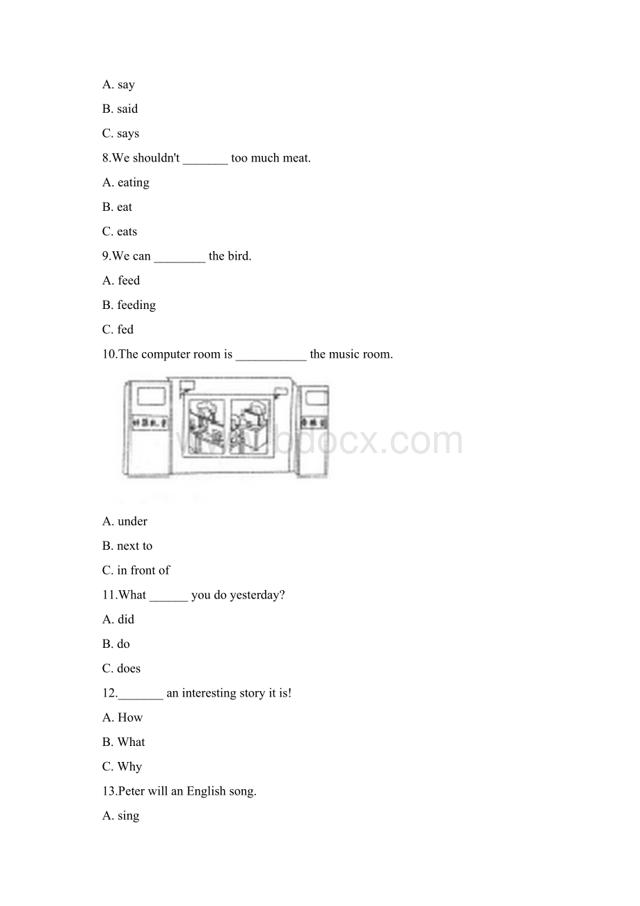 人教版小学四年级英语下册期中复习测试题含答案Word文件下载.docx_第2页