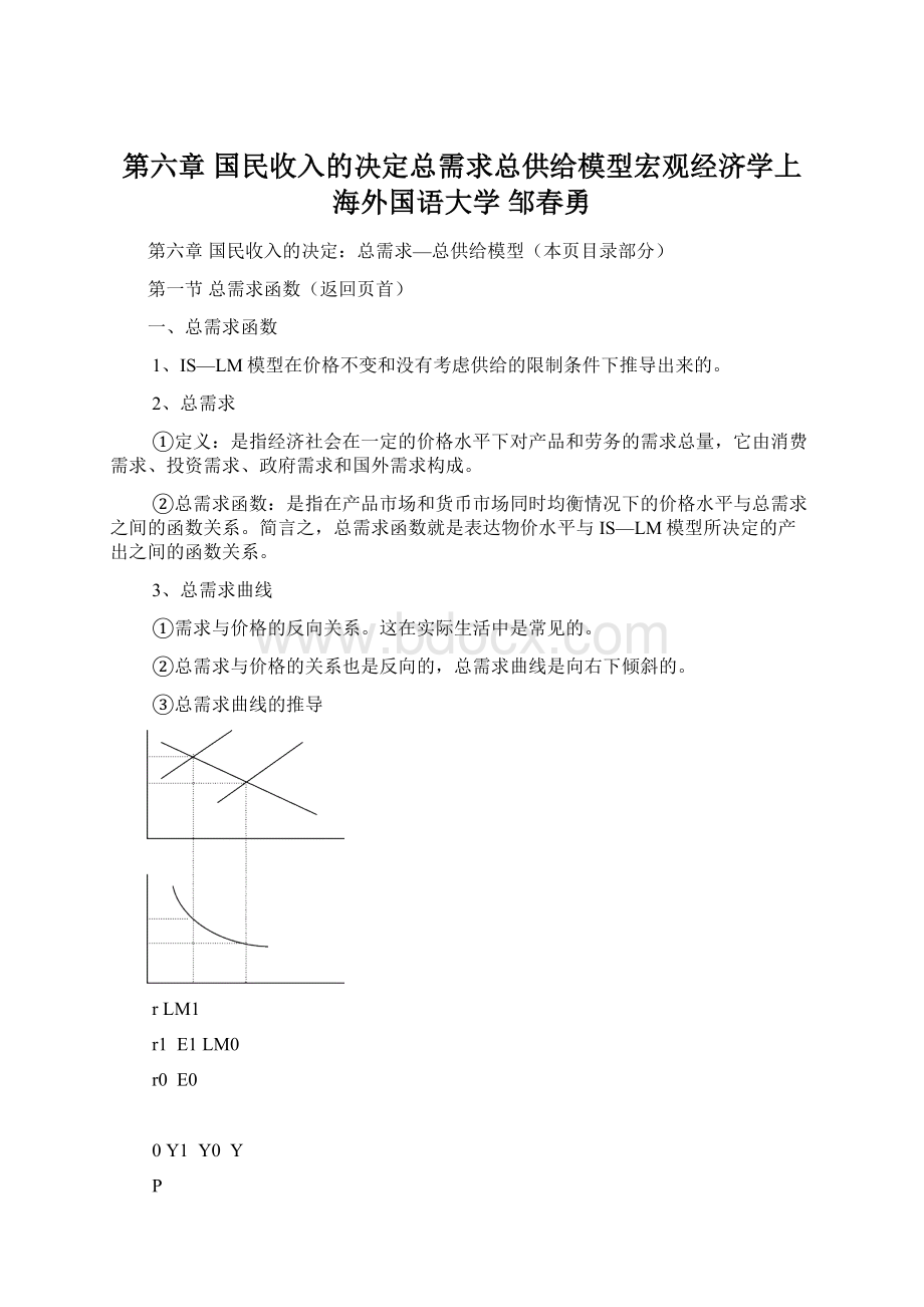 第六章 国民收入的决定总需求总供给模型宏观经济学上海外国语大学 邹春勇.docx